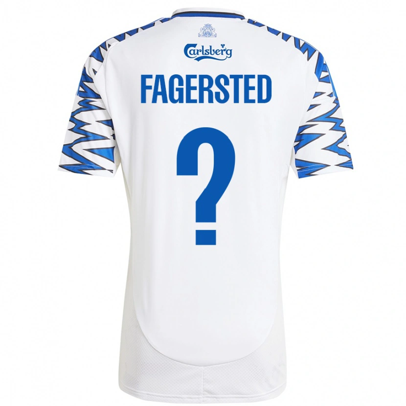 Danxen Mænd Johan Fagersted #0 Hvid Himmelblå Hjemmebane Spillertrøjer 2024/25 Trøje T-Shirt