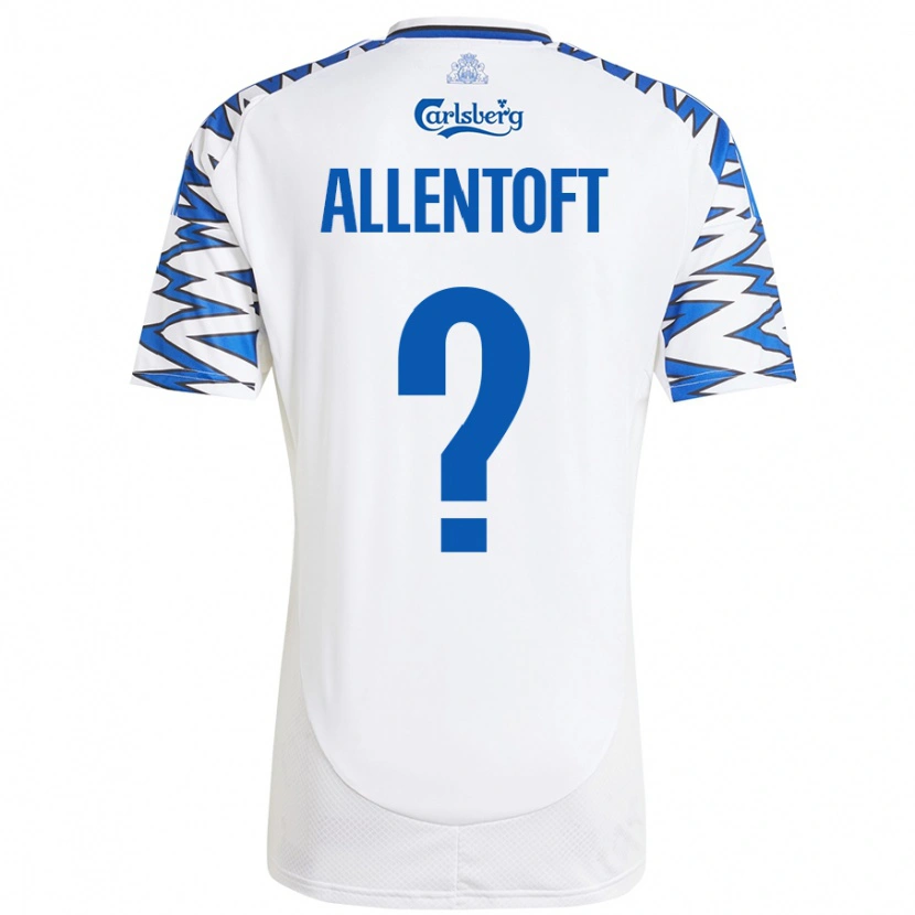 Danxen Mænd Philip Allentoft #0 Hvid Himmelblå Hjemmebane Spillertrøjer 2024/25 Trøje T-Shirt
