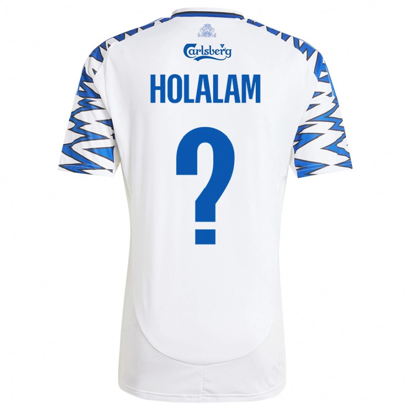 Danxen Mænd Ishaq Holalam #0 Hvid Himmelblå Hjemmebane Spillertrøjer 2024/25 Trøje T-Shirt