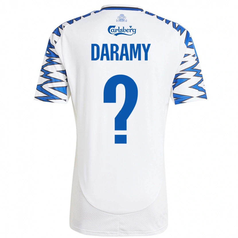 Danxen Mænd Abdul Daramy #0 Hvid Himmelblå Hjemmebane Spillertrøjer 2024/25 Trøje T-Shirt
