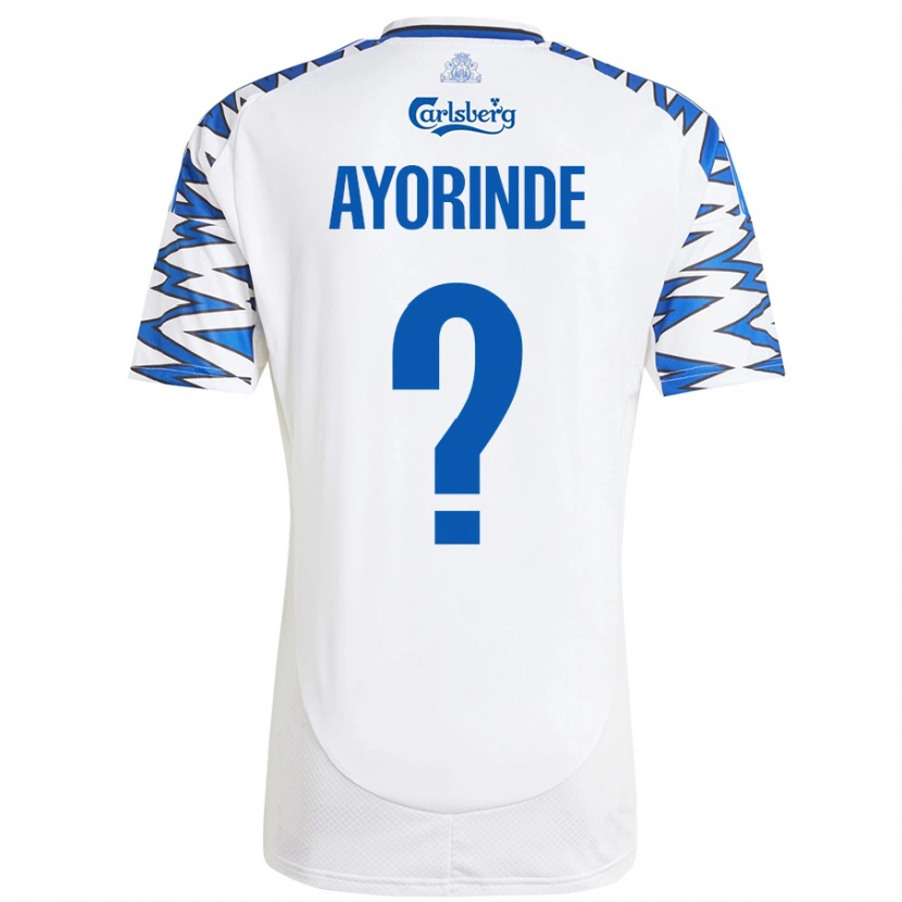Danxen Mænd Noah Ayorinde #0 Hvid Himmelblå Hjemmebane Spillertrøjer 2024/25 Trøje T-Shirt