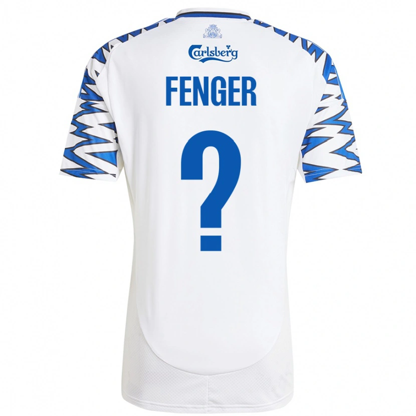 Danxen Mænd Oskar Fenger #0 Hvid Himmelblå Hjemmebane Spillertrøjer 2024/25 Trøje T-Shirt