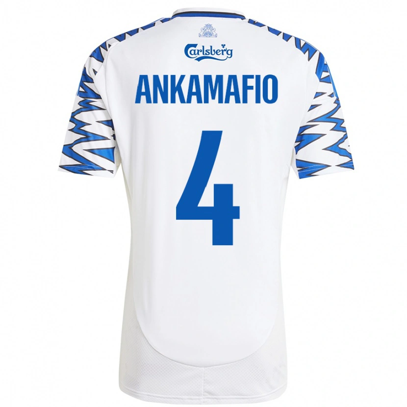 Danxen Mænd Graham Ankamafio #4 Hvid Himmelblå Hjemmebane Spillertrøjer 2024/25 Trøje T-Shirt