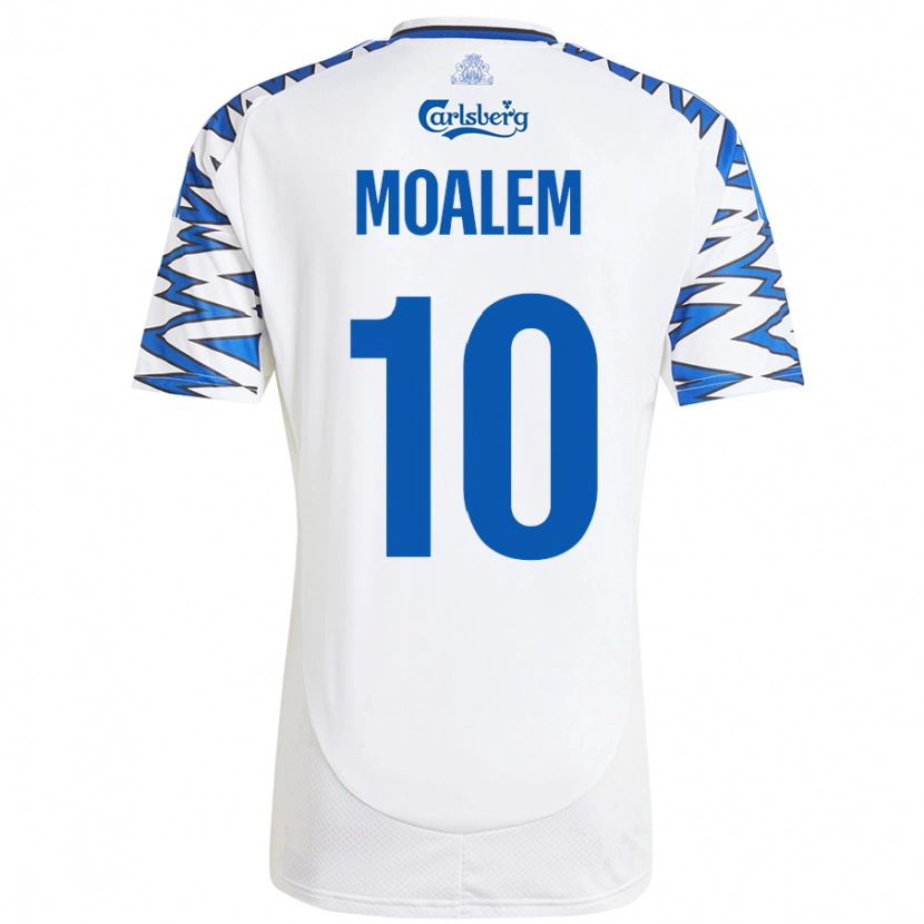 Danxen Mænd Jonathan Moalem #10 Hvid Himmelblå Hjemmebane Spillertrøjer 2024/25 Trøje T-Shirt