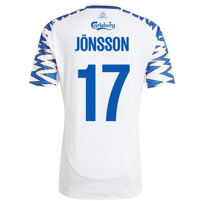 Danxen Mænd Neo Jönsson #17 Hvid Himmelblå Hjemmebane Spillertrøjer 2024/25 Trøje T-Shirt