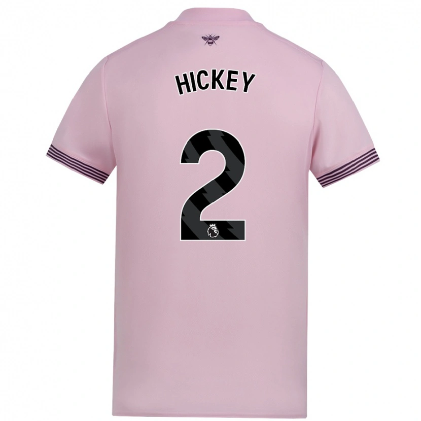 Danxen Mænd Aaron Hickey #2 Lyserød Udebane Spillertrøjer 2024/25 Trøje T-Shirt