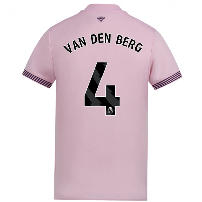 Danxen Mænd Sepp Van Den Berg #4 Lyserød Udebane Spillertrøjer 2024/25 Trøje T-Shirt