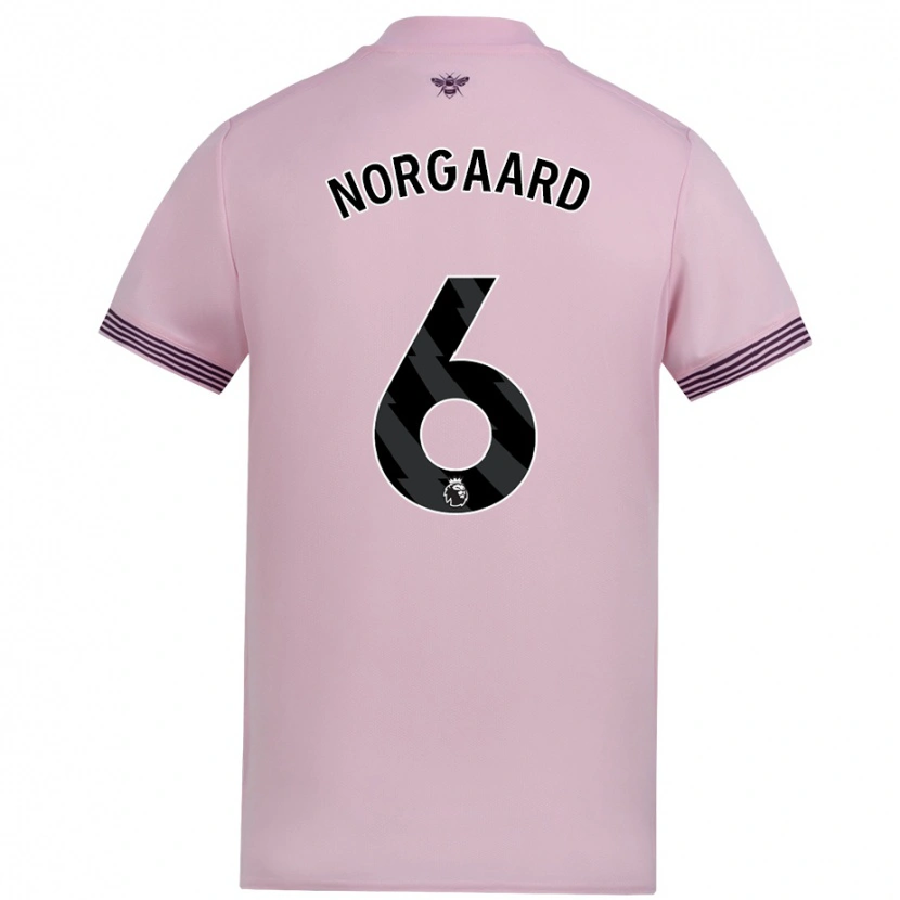 Danxen Mænd Christian Nørgaard #6 Lyserød Udebane Spillertrøjer 2024/25 Trøje T-Shirt