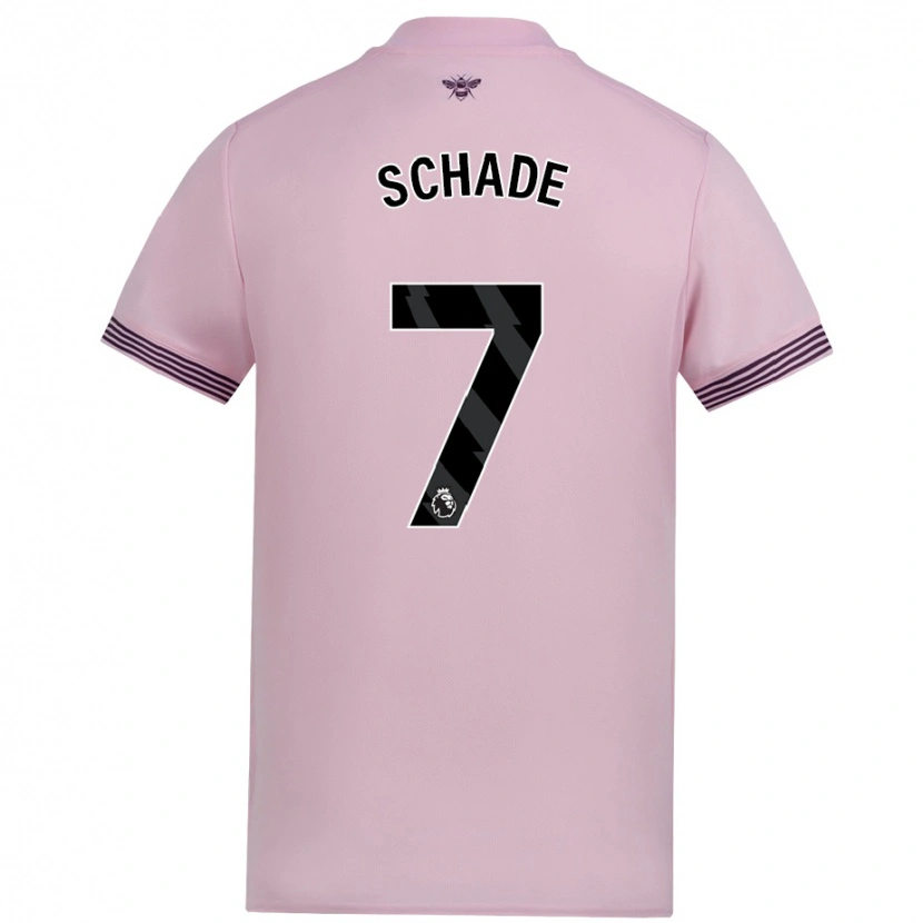 Danxen Mænd Kevin Schade #7 Lyserød Udebane Spillertrøjer 2024/25 Trøje T-Shirt