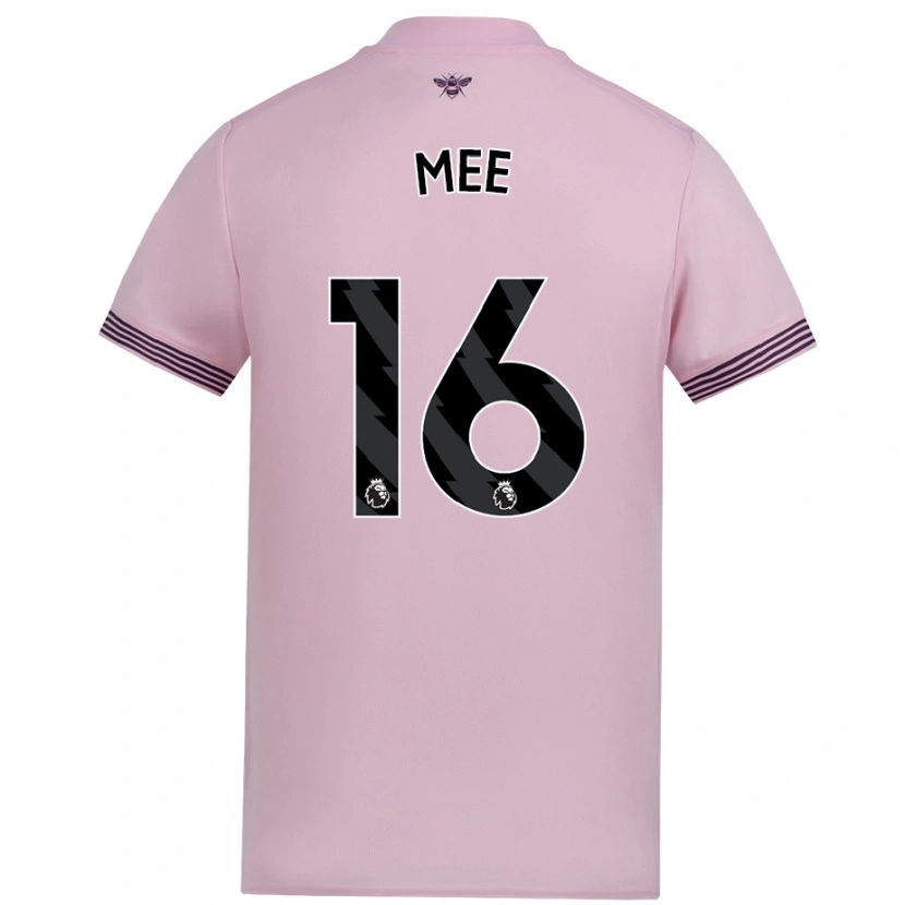 Danxen Mænd Ben Mee #16 Lyserød Udebane Spillertrøjer 2024/25 Trøje T-Shirt