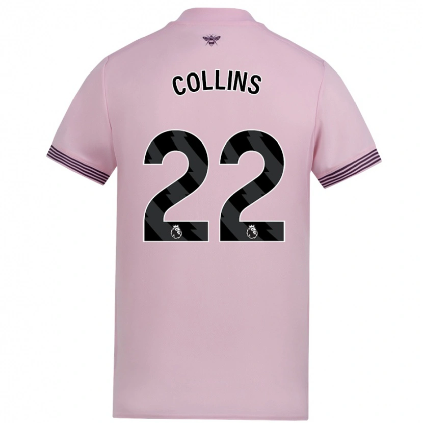 Danxen Mænd Nathan Collins #22 Lyserød Udebane Spillertrøjer 2024/25 Trøje T-Shirt