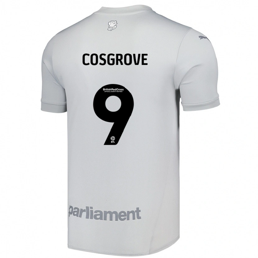 Danxen Mænd Sam Cosgrove #9 Sølvgrå Udebane Spillertrøjer 2024/25 Trøje T-Shirt
