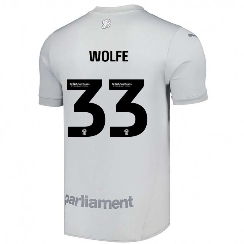 Danxen Mænd Matty Wolfe #33 Sølvgrå Udebane Spillertrøjer 2024/25 Trøje T-Shirt