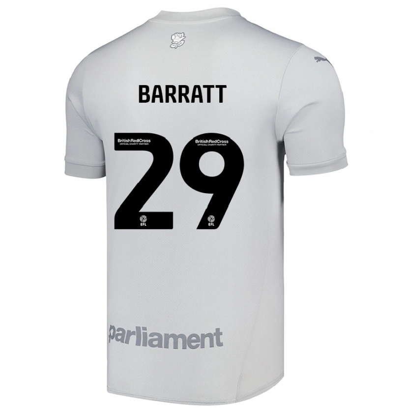 Danxen Mænd Connor Barratt #29 Sølvgrå Udebane Spillertrøjer 2024/25 Trøje T-Shirt