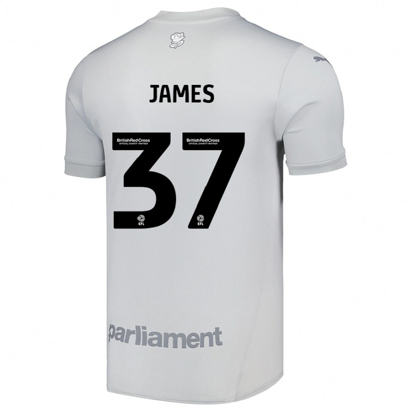 Danxen Mænd Nathan James #37 Sølvgrå Udebane Spillertrøjer 2024/25 Trøje T-Shirt