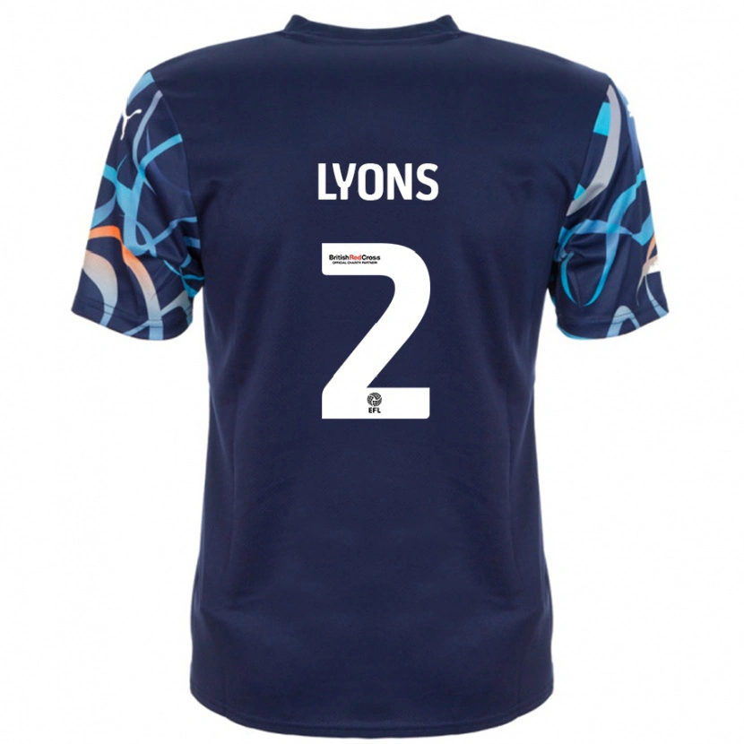 Danxen Mænd Andy Lyons #2 Marineblå Udebane Spillertrøjer 2024/25 Trøje T-Shirt