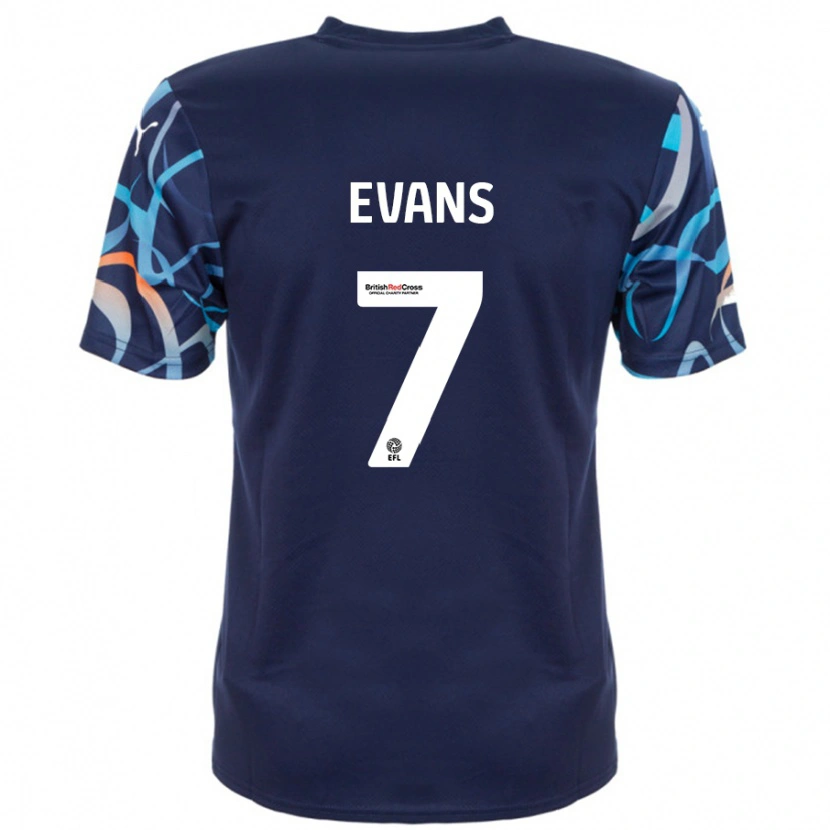 Danxen Mænd Lee Evans #7 Marineblå Udebane Spillertrøjer 2024/25 Trøje T-Shirt
