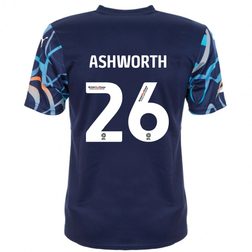 Danxen Mænd Zac Ashworth #26 Marineblå Udebane Spillertrøjer 2024/25 Trøje T-Shirt