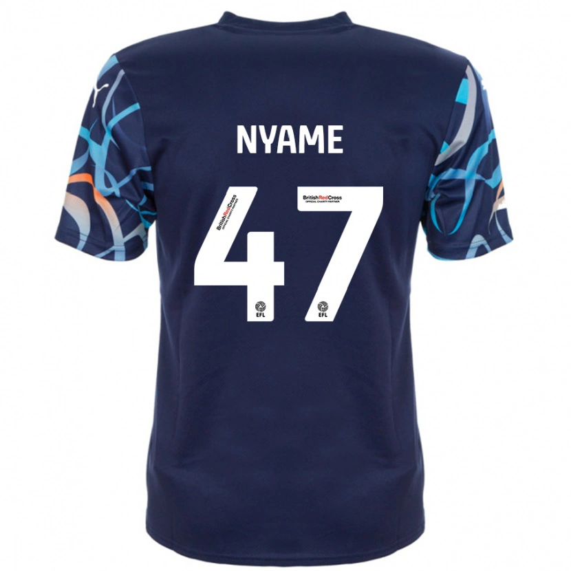 Danxen Mænd Josh Nyame #47 Marineblå Udebane Spillertrøjer 2024/25 Trøje T-Shirt