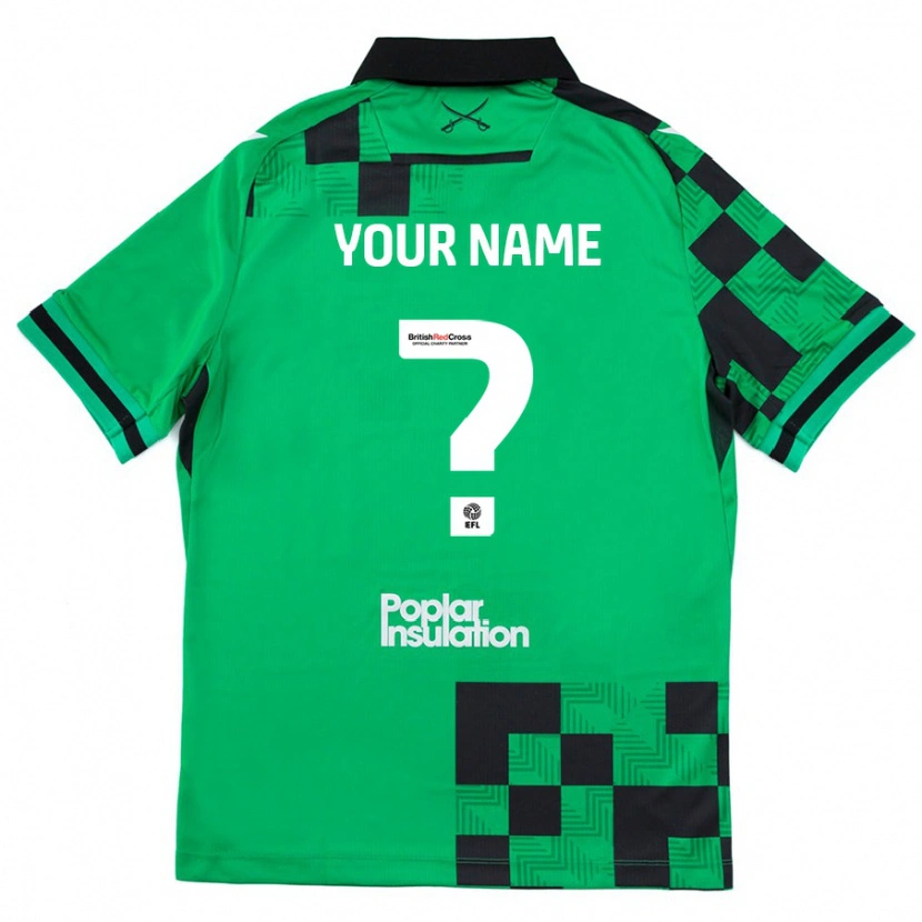 Danxen Mænd Dit Navn #0 Grøn Sort Udebane Spillertrøjer 2024/25 Trøje T-Shirt