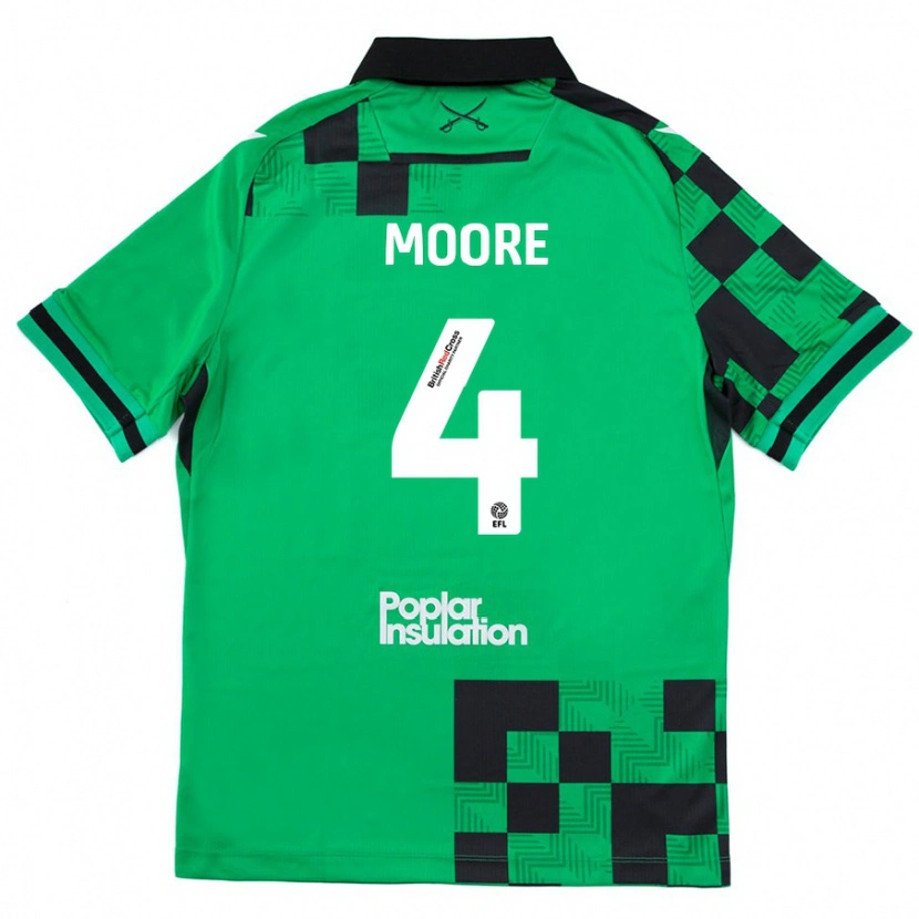 Danxen Mænd Taylor Moore #4 Grøn Sort Udebane Spillertrøjer 2024/25 Trøje T-Shirt