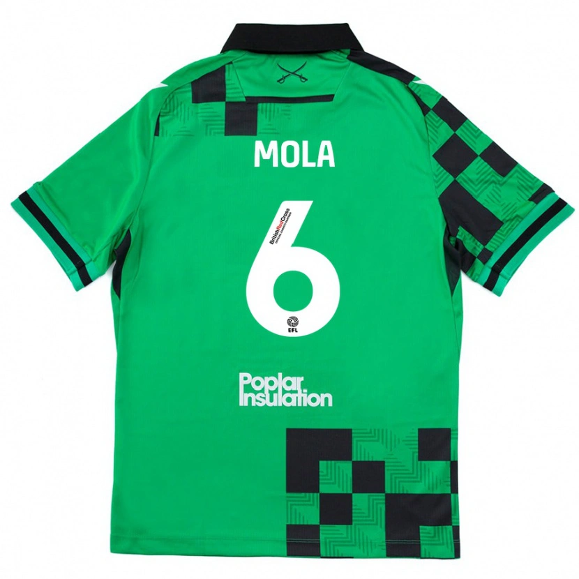 Danxen Mænd Clinton Mola #6 Grøn Sort Udebane Spillertrøjer 2024/25 Trøje T-Shirt