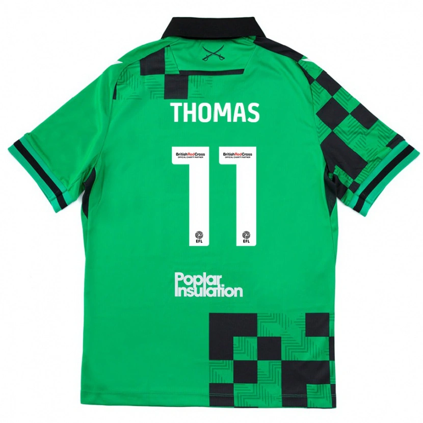 Danxen Mænd Luke Thomas #11 Grøn Sort Udebane Spillertrøjer 2024/25 Trøje T-Shirt