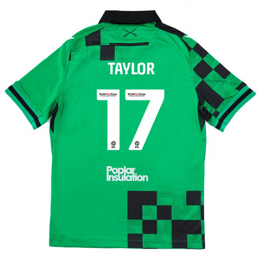 Danxen Mænd Connor Taylor #17 Grøn Sort Udebane Spillertrøjer 2024/25 Trøje T-Shirt