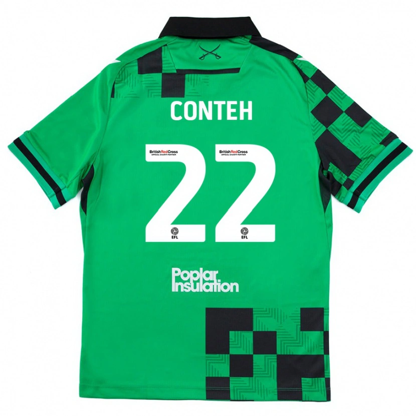 Danxen Mænd Kamil Conteh #22 Grøn Sort Udebane Spillertrøjer 2024/25 Trøje T-Shirt