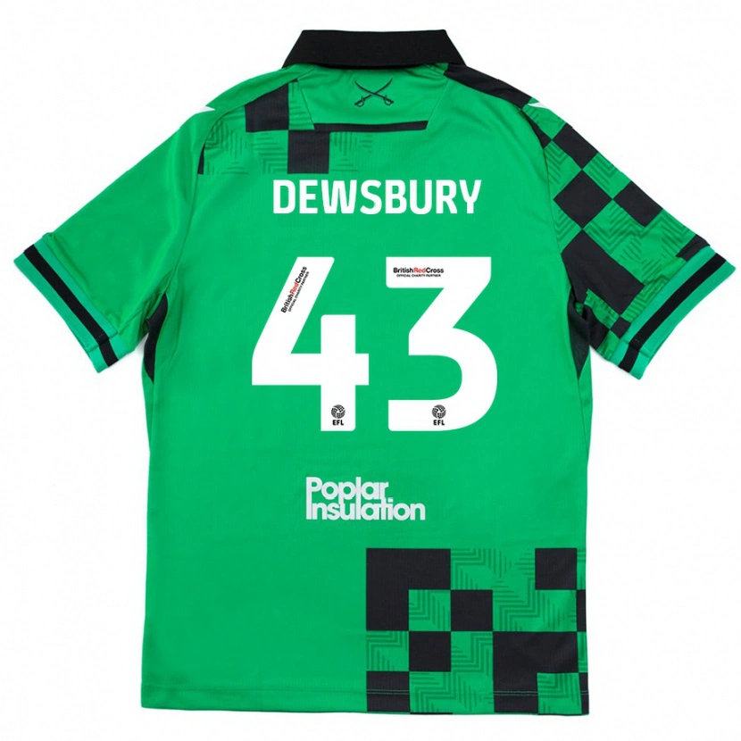 Danxen Mænd Ollie Dewsbury #43 Grøn Sort Udebane Spillertrøjer 2024/25 Trøje T-Shirt