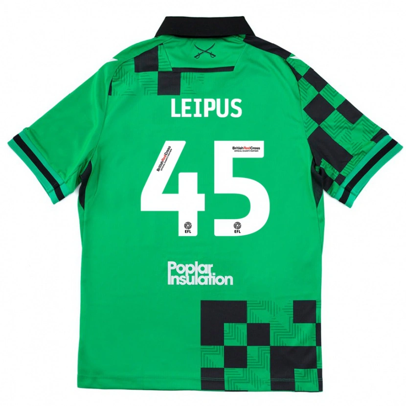 Danxen Mænd Brooklyn Leipus #45 Grøn Sort Udebane Spillertrøjer 2024/25 Trøje T-Shirt