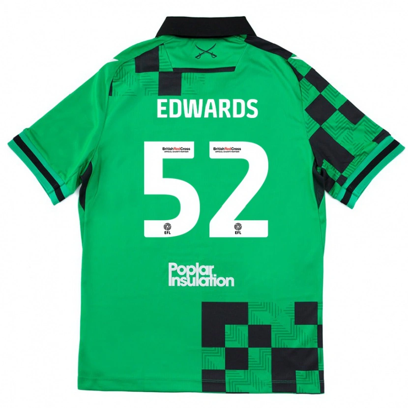Danxen Mænd Max Edwards #52 Grøn Sort Udebane Spillertrøjer 2024/25 Trøje T-Shirt
