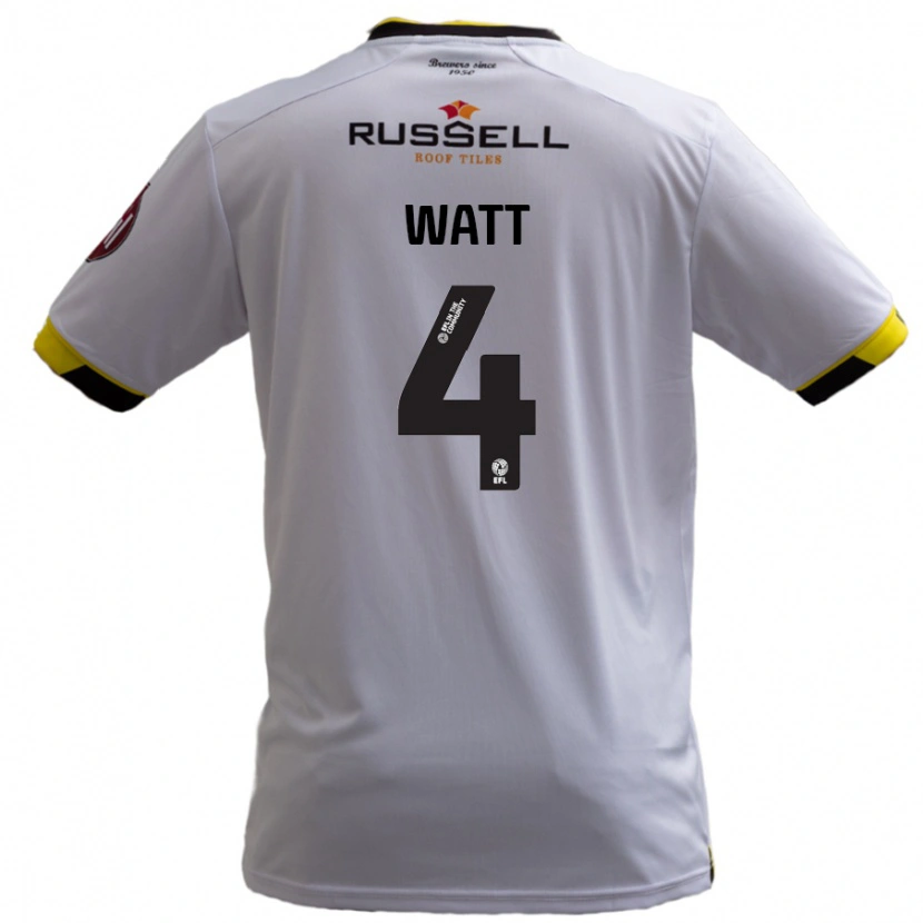 Danxen Mænd Elliot Watt #4 Hvid Udebane Spillertrøjer 2024/25 Trøje T-Shirt
