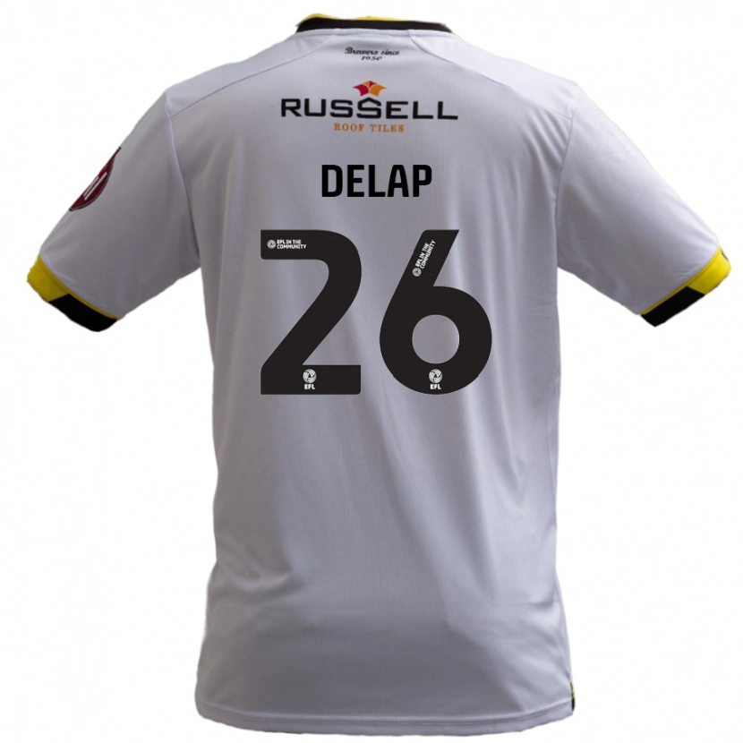 Danxen Mænd Finn Delap #26 Hvid Udebane Spillertrøjer 2024/25 Trøje T-Shirt