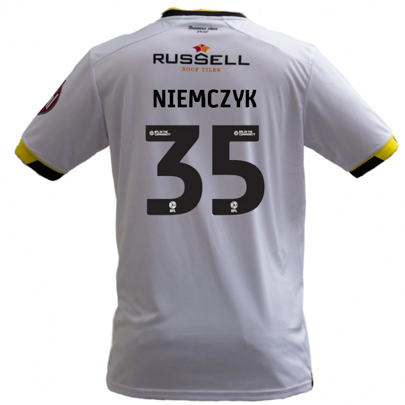 Danxen Mænd Jakub Niemczyk #35 Hvid Udebane Spillertrøjer 2024/25 Trøje T-Shirt