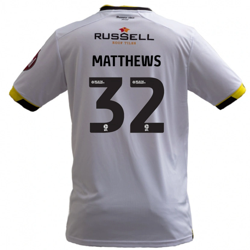 Danxen Mænd Daniel Matthews #32 Hvid Udebane Spillertrøjer 2024/25 Trøje T-Shirt