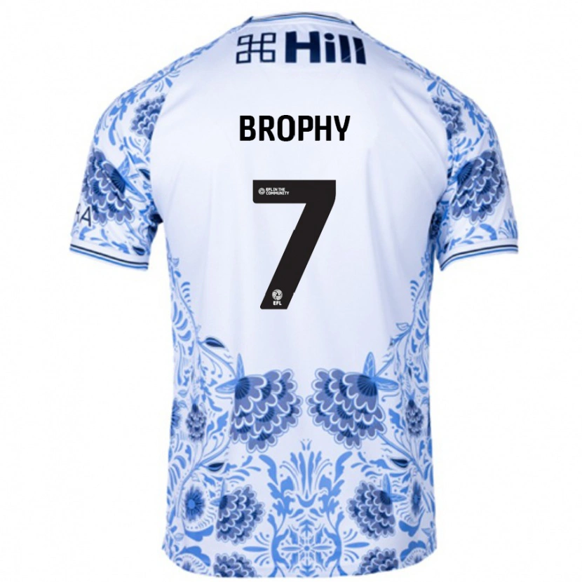 Danxen Mænd James Brophy #7 Hvid Blå Udebane Spillertrøjer 2024/25 Trøje T-Shirt
