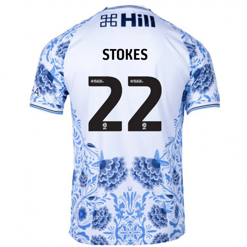 Danxen Mænd Josh Stokes #22 Hvid Blå Udebane Spillertrøjer 2024/25 Trøje T-Shirt