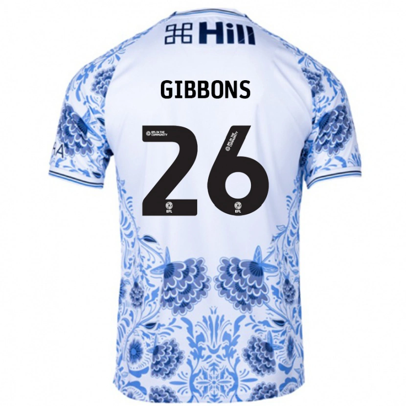 Danxen Mænd James Gibbons #26 Hvid Blå Udebane Spillertrøjer 2024/25 Trøje T-Shirt