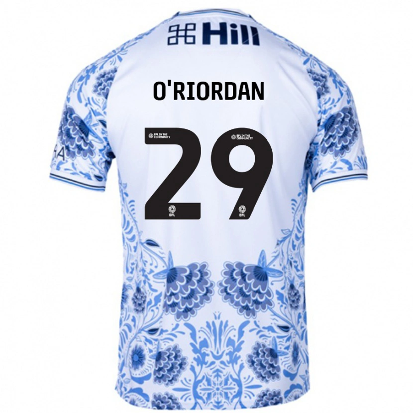 Danxen Mænd Connor O'riordan #29 Hvid Blå Udebane Spillertrøjer 2024/25 Trøje T-Shirt