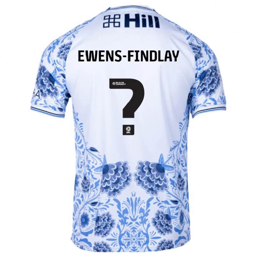 Danxen Mænd Ty Ewens-Findlay #0 Hvid Blå Udebane Spillertrøjer 2024/25 Trøje T-Shirt
