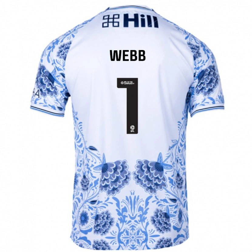Danxen Mænd Lauren Webb #1 Hvid Blå Udebane Spillertrøjer 2024/25 Trøje T-Shirt