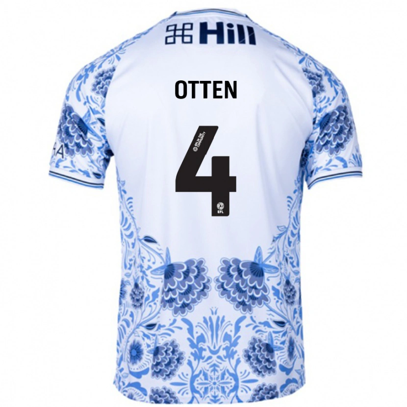 Danxen Mænd Gisela Otten #4 Hvid Blå Udebane Spillertrøjer 2024/25 Trøje T-Shirt