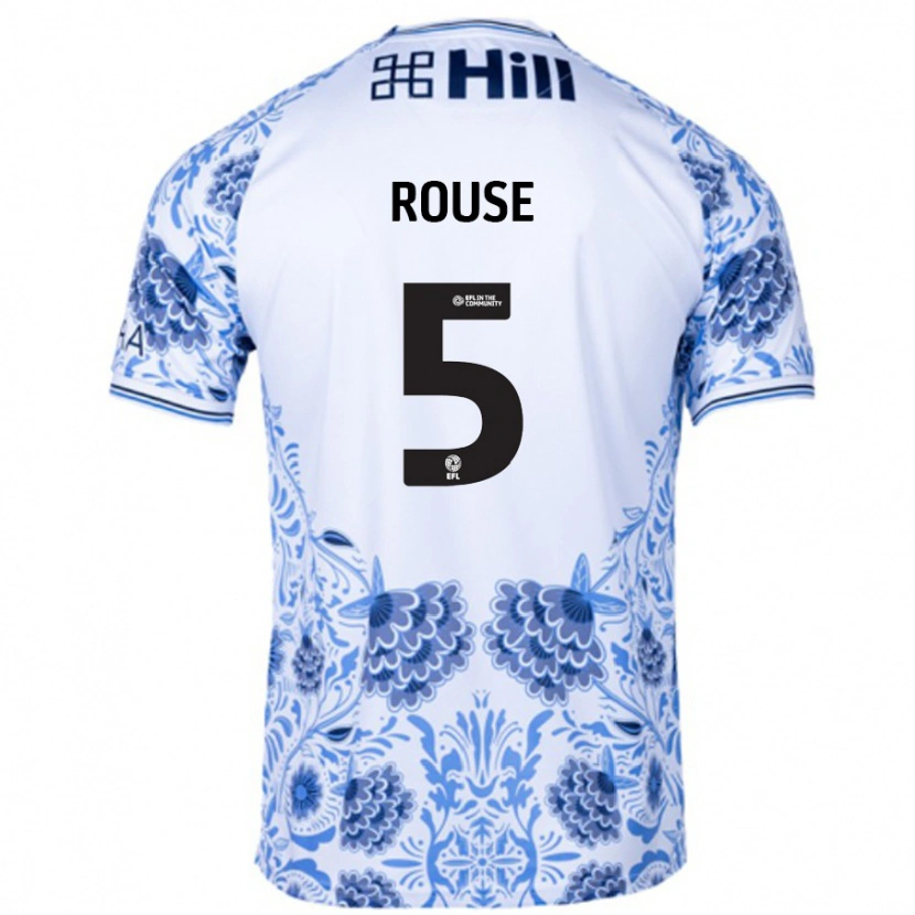 Danxen Mænd Lauren Rouse #5 Hvid Blå Udebane Spillertrøjer 2024/25 Trøje T-Shirt