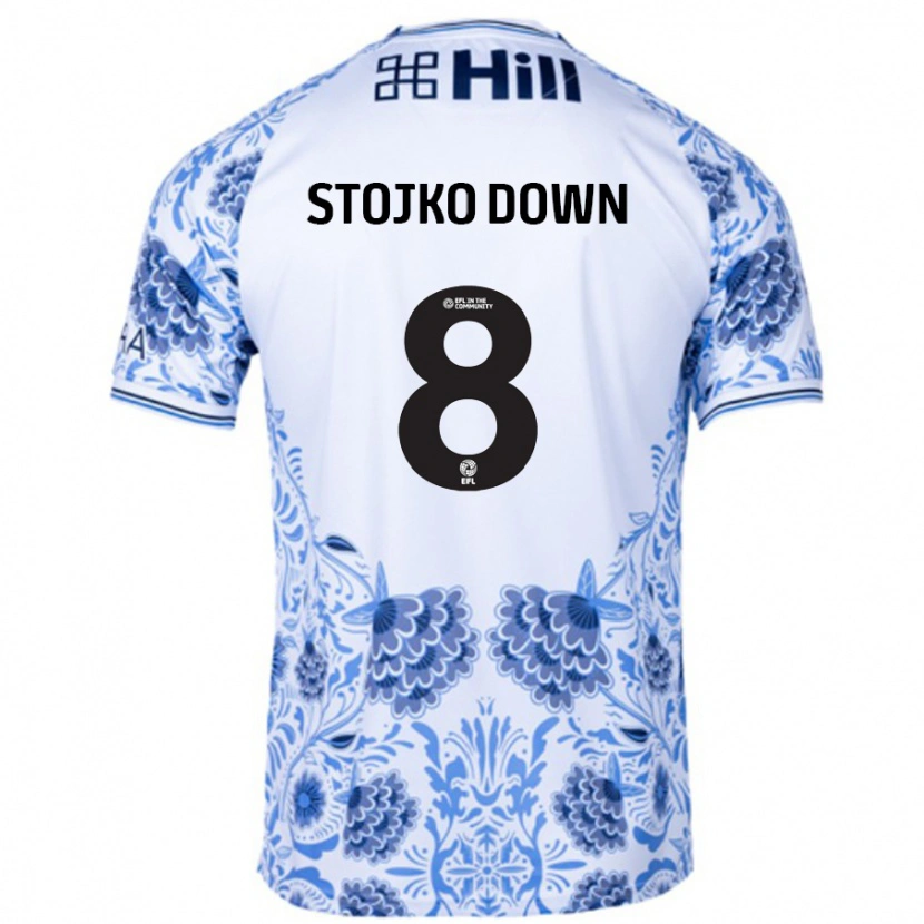 Danxen Mænd Alysha Stojko-Down #8 Hvid Blå Udebane Spillertrøjer 2024/25 Trøje T-Shirt