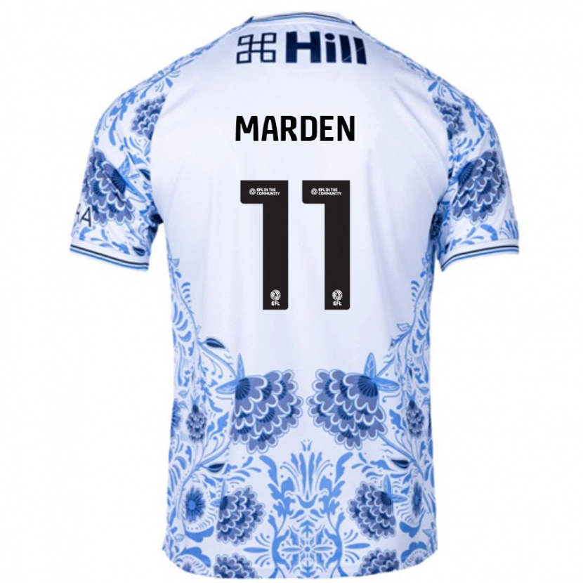 Danxen Mænd Ella Marden #11 Hvid Blå Udebane Spillertrøjer 2024/25 Trøje T-Shirt