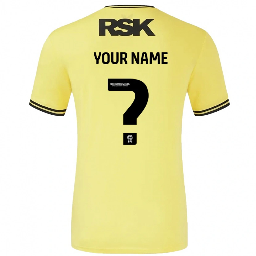 Danxen Mænd Dit Navn #0 Gul Sort Udebane Spillertrøjer 2024/25 Trøje T-Shirt
