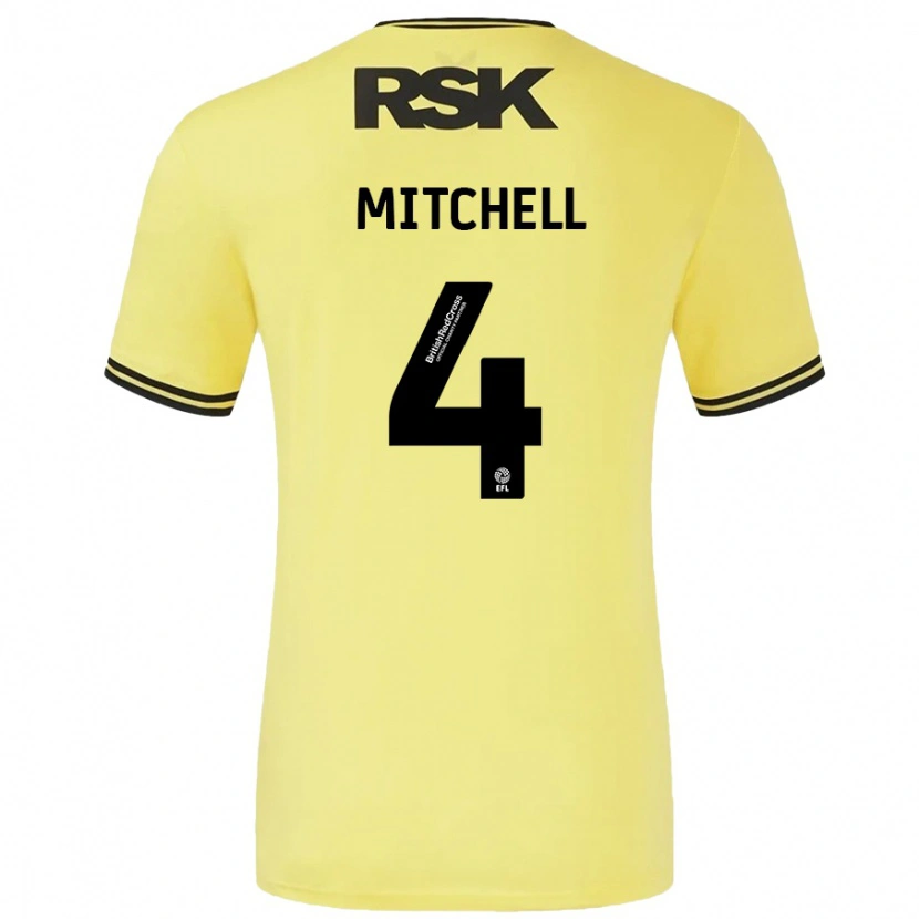 Danxen Mænd Alex Mitchell #4 Gul Sort Udebane Spillertrøjer 2024/25 Trøje T-Shirt