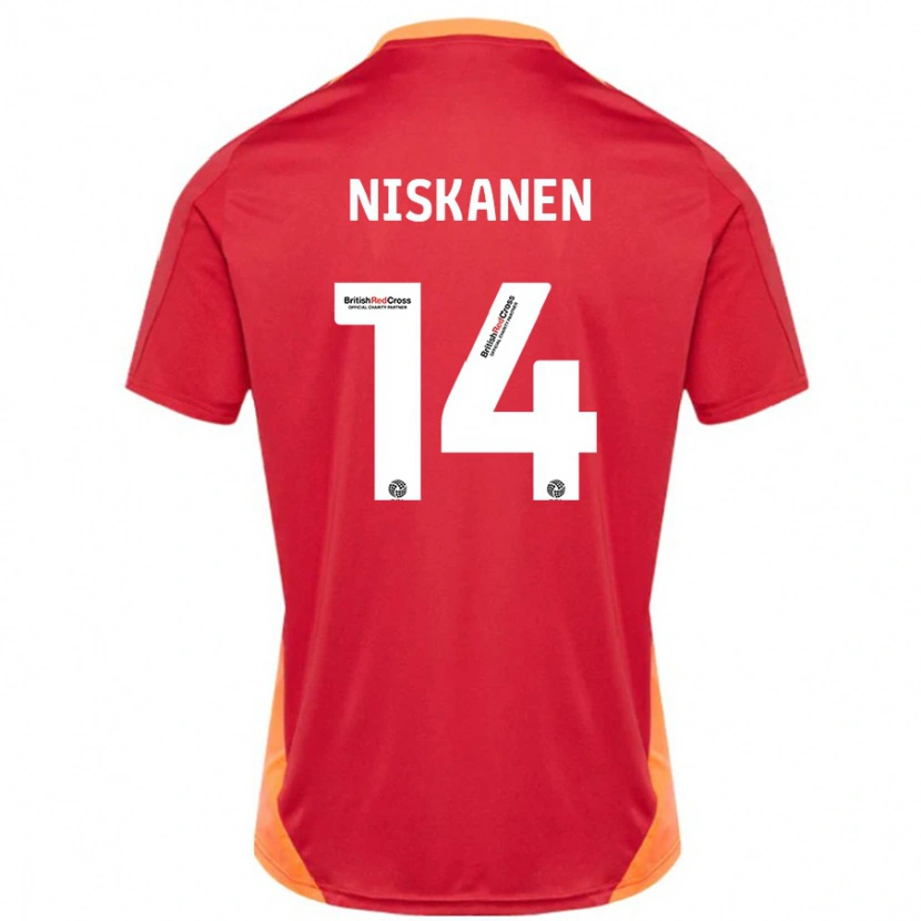 Danxen Mænd Ilmari Niskanen #14 Blå Off White Udebane Spillertrøjer 2024/25 Trøje T-Shirt