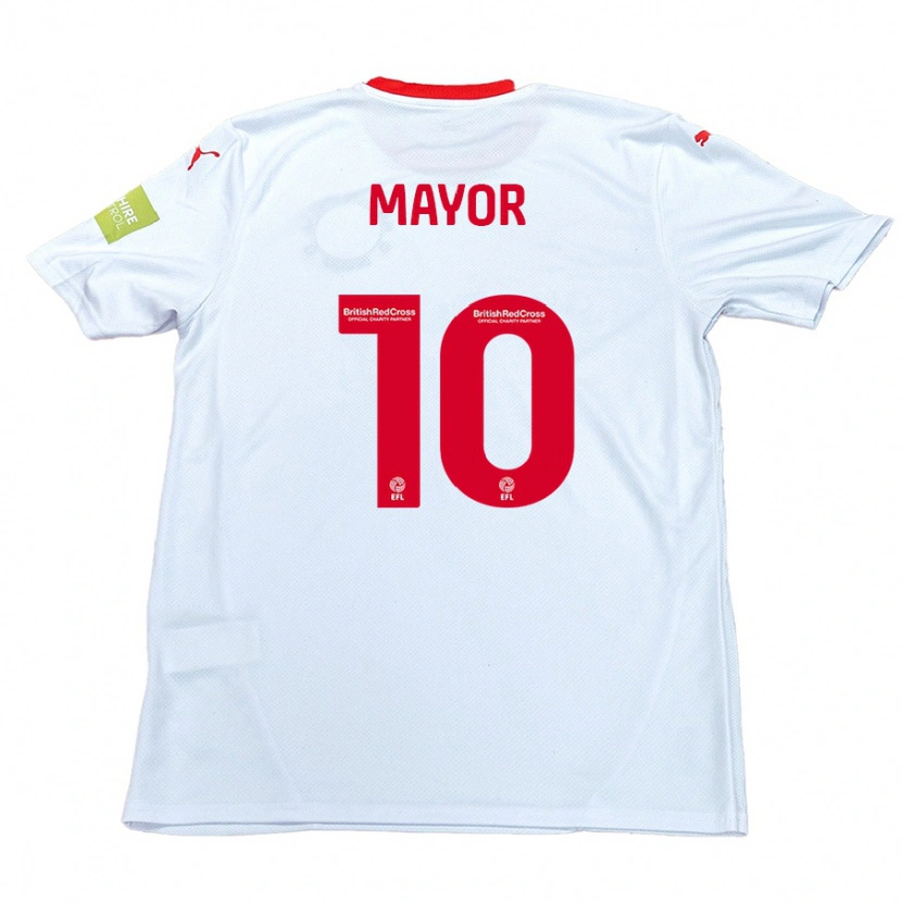 Danxen Mænd Danny Mayor #10 Hvid Udebane Spillertrøjer 2024/25 Trøje T-Shirt